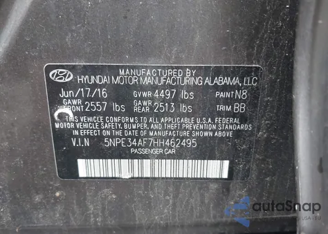 2017 Hyundai Sonata Sport z USA, uszkodzony, nr VIN 5NPE34AF7HH462495